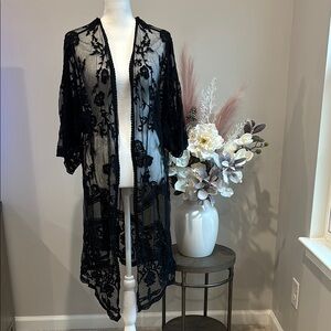 Elegant Black Lace Kimono